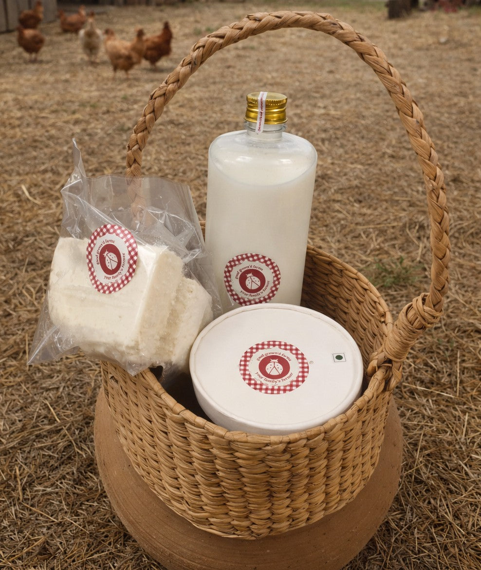 A2 Gir Cow Milk Products Combo 🐮 | Paneer (200g), Curd (450ml), Buttermilk (1ltr) | Fresh & Wholesome | Small-Batch | Naturally Nourishing