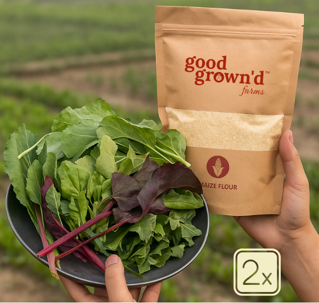 Saag Mix + Makke ka Atta | Classic Winter Duo | Farm-Fresh, Iron & Fiber-Rich Greens with Hearty Maize Flour | Organically Grown | No Preservatives